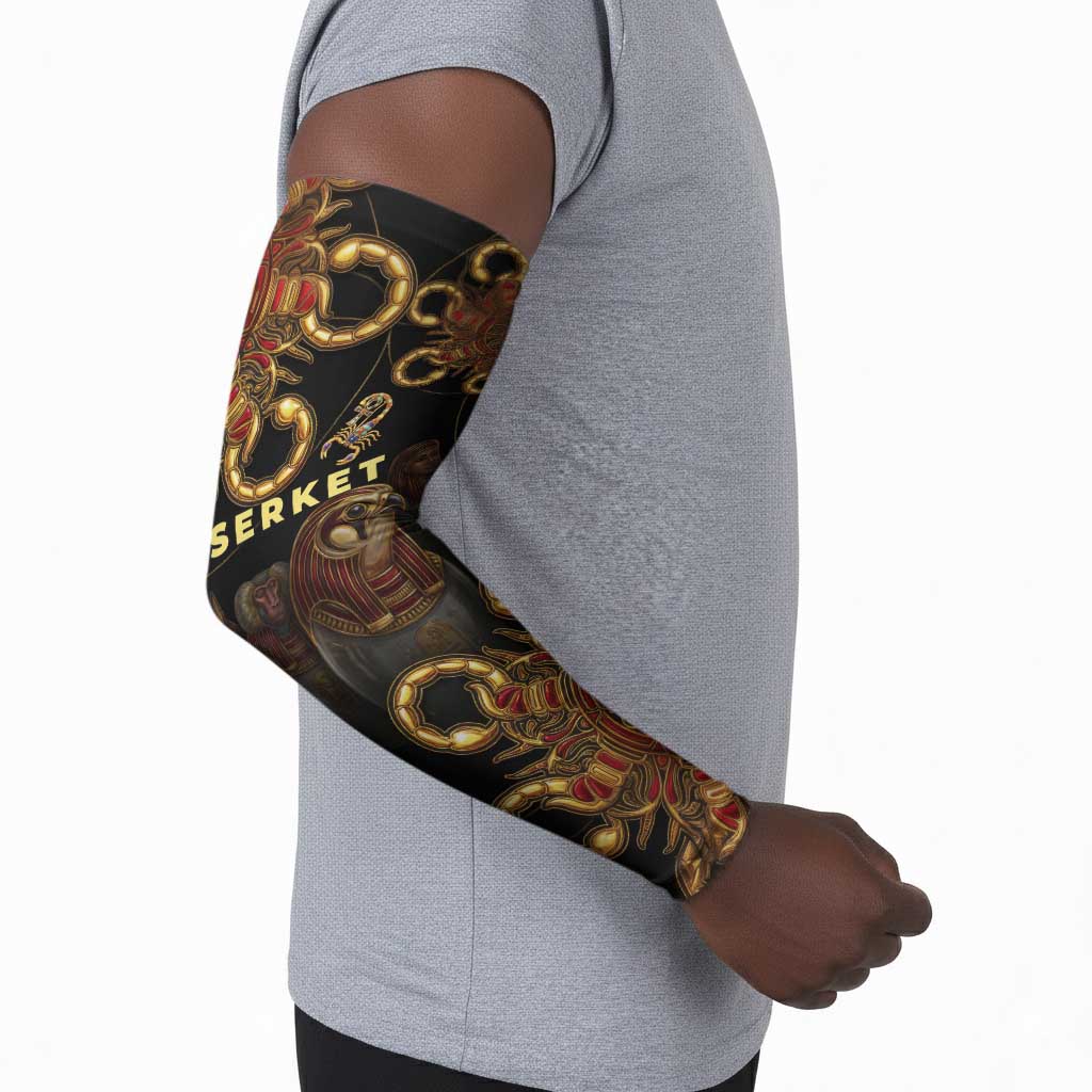 Serket Ancient Egyptian Arm Sleeves with Canopic Jars and Scorpion Motif in Protection