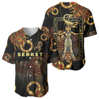 Serket Ancient Egyptian Baseball Jersey with Canopic Jars and Scorpion Motif in Protection