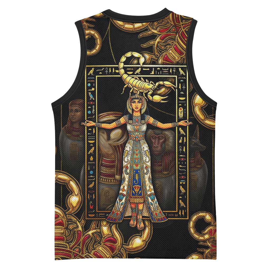 Serket Ancient Egyptian Basketball Jersey with Canopic Jars and Scorpion Motif in Protection