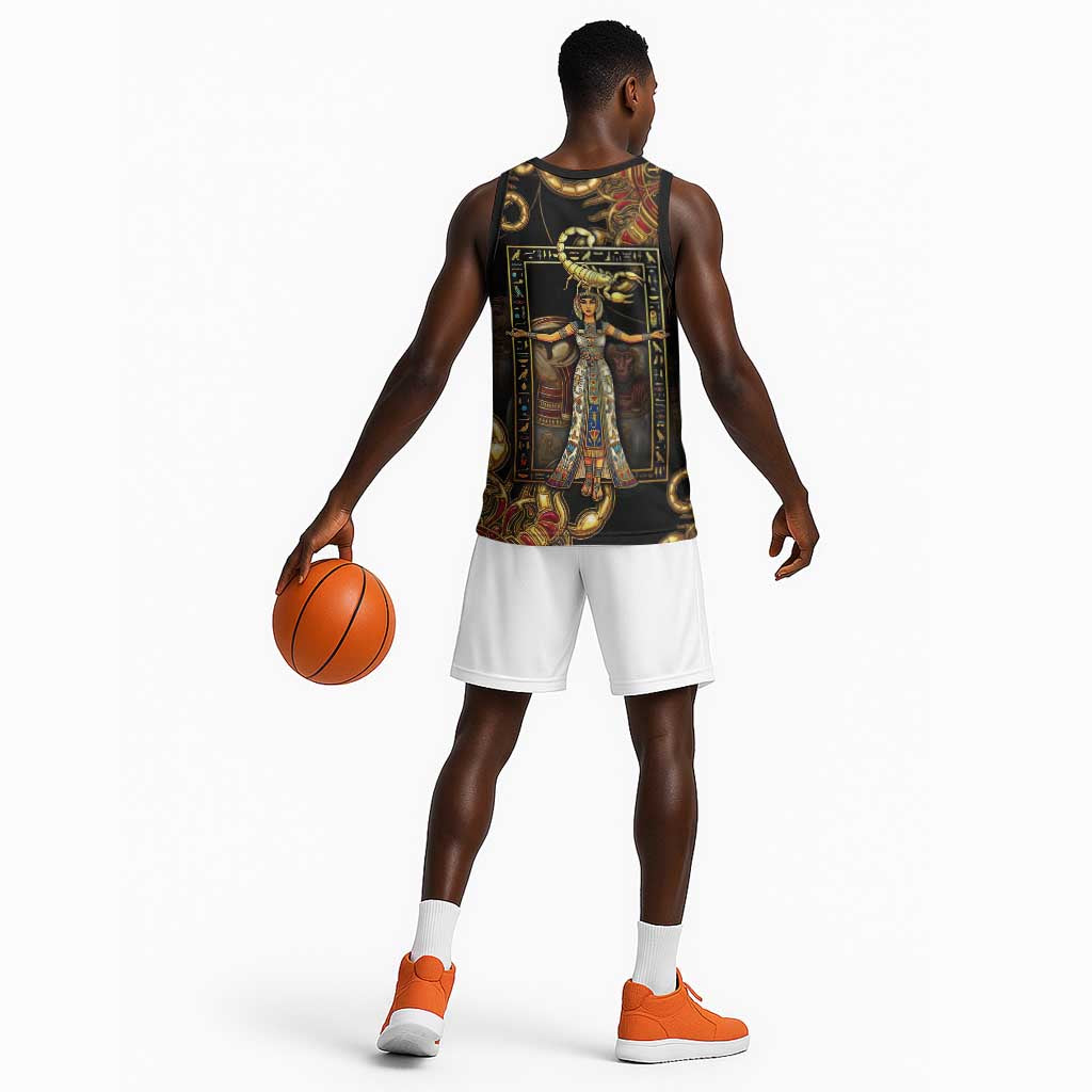 Serket Ancient Egyptian Basketball Jersey with Canopic Jars and Scorpion Motif in Protection