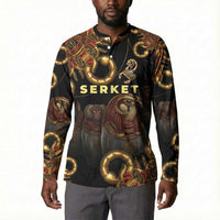Serket Ancient Egyptian Button Sweatshirt with Canopic Jars and Scorpion Motif in Protection