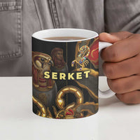 Serket Ancient Egyptian Ceramic Mug with Canopic Jars and Scorpion Motif in Protection