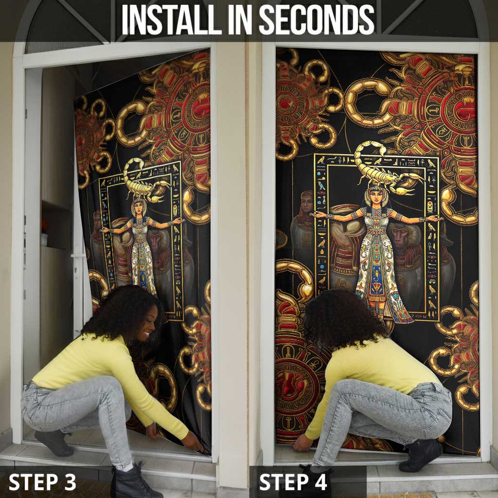 Serket Ancient Egyptian Door Cover with Canopic Jars and Scorpion Motif in Protection