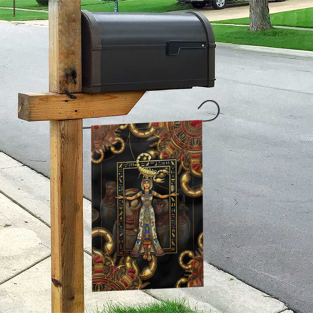 Serket Ancient Egyptian Garden Flag with Canopic Jars and Scorpion Motif in Protection