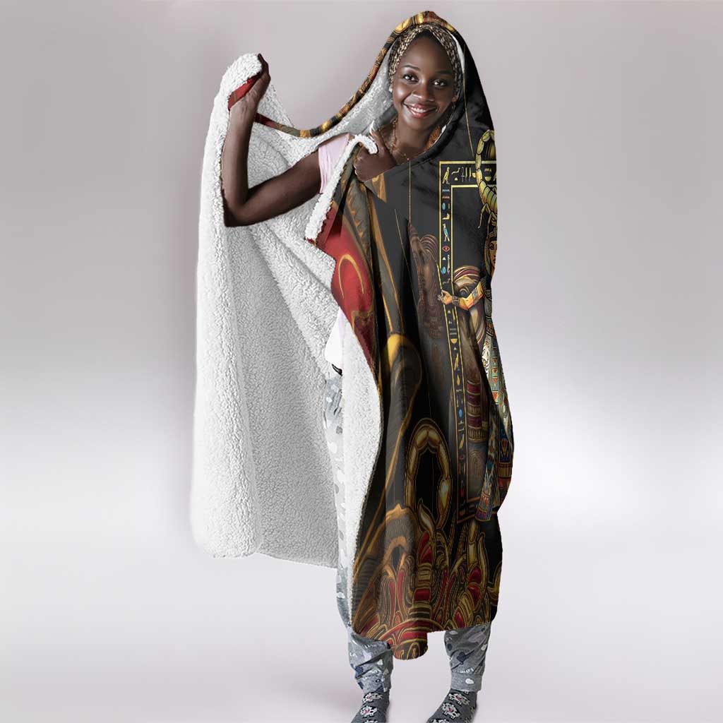 Serket Ancient Egyptian Hooded Blanket with Canopic Jars and Scorpion Motif in Protection