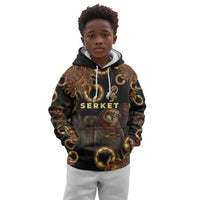 Serket Ancient Egyptian Kid Hoodie with Canopic Jars and Scorpion Motif in Protection