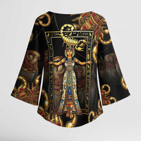 Serket Ancient Egyptian Kimono Sleeve Blouse with Canopic Jars and Scorpion Motif in Protection