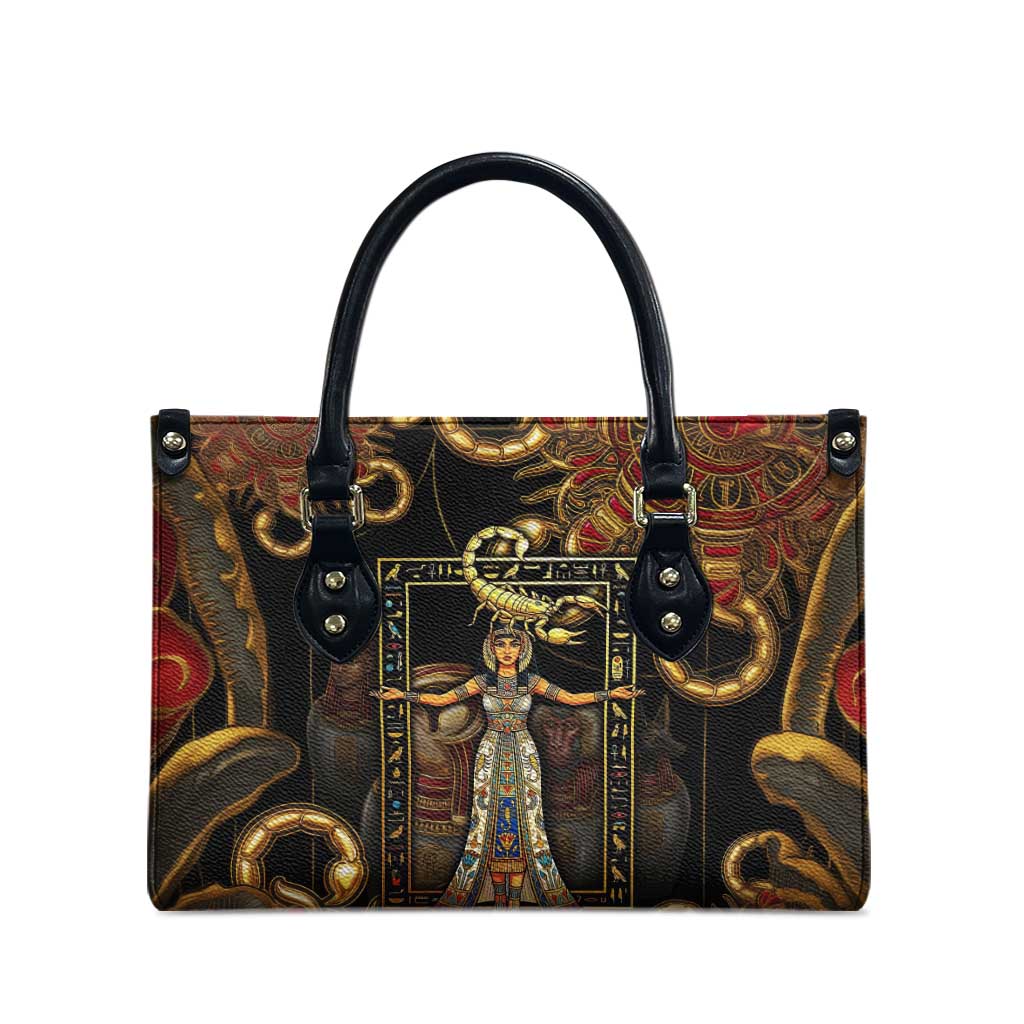Serket Ancient Egyptian Leather Bag with Canopic Jars and Scorpion Motif in Protection