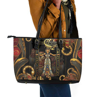 Serket Ancient Egyptian Leather Tote Bag with Canopic Jars and Scorpion Motif in Protection