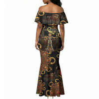 Serket Ancient Egyptian Mermaid Dress with Canopic Jars and Scorpion Motif in Protection