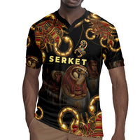 Serket Ancient Egyptian Rugby Jersey with Canopic Jars and Scorpion Motif in Protection