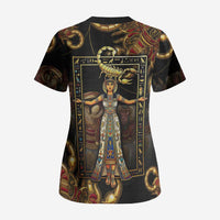 Serket Ancient Egyptian Scrub Top with Canopic Jars and Scorpion Motif in Protection