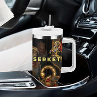 Serket Ancient Egyptian Tumbler With Handle with Canopic Jars and Scorpion Motif in Protection