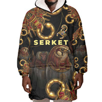 Serket Ancient Egyptian Wearable Blanket Hoodie with Canopic Jars and Scorpion Motif in Protection