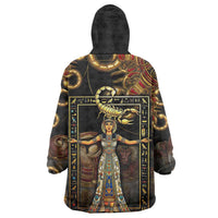 Serket Ancient Egyptian Wearable Blanket Hoodie with Canopic Jars and Scorpion Motif in Protection