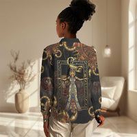 Serket Ancient Egyptian Women Casual Shirt with Canopic Jars and Scorpion Motif in Protection