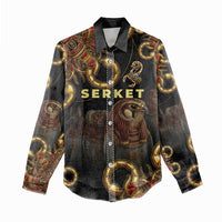 Serket Ancient Egyptian Women Casual Shirt with Canopic Jars and Scorpion Motif in Protection