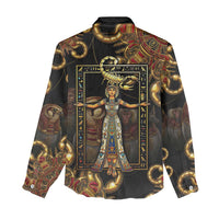 Serket Ancient Egyptian Women Casual Shirt with Canopic Jars and Scorpion Motif in Protection