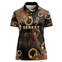 Serket Ancient Egyptian Women Polo Shirt with Canopic Jars and Scorpion Motif in Protection