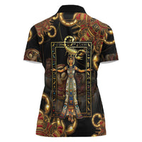 Serket Ancient Egyptian Women Polo Shirt with Canopic Jars and Scorpion Motif in Protection
