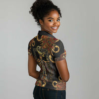 Serket Ancient Egyptian Women Polo Shirt with Canopic Jars and Scorpion Motif in Protection