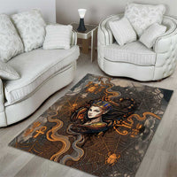 Serket Egyptian Area Rug Jeweled Scorpion and Cobweb Motif in Mystical Egyptian