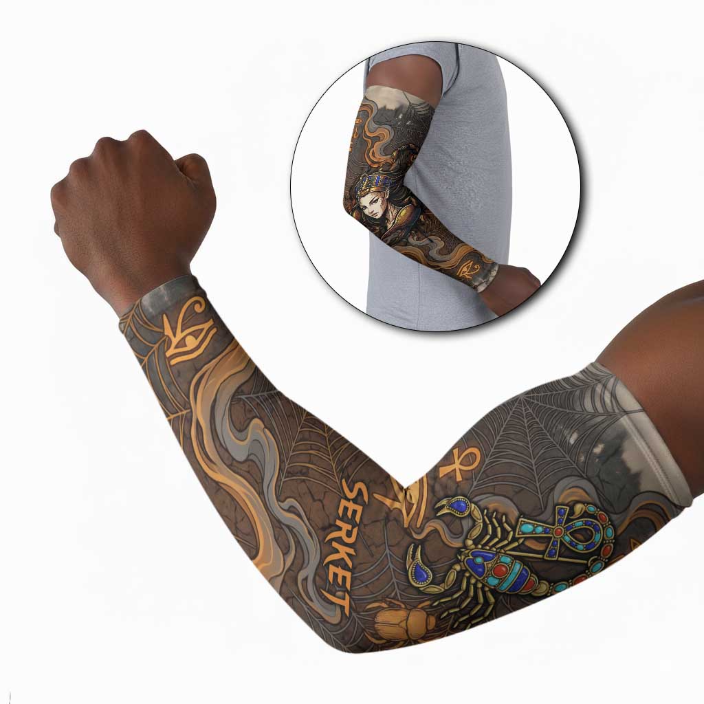 Serket Egyptian Arm Sleeves Jeweled Scorpion and Cobweb Motif in Mystical Egyptian