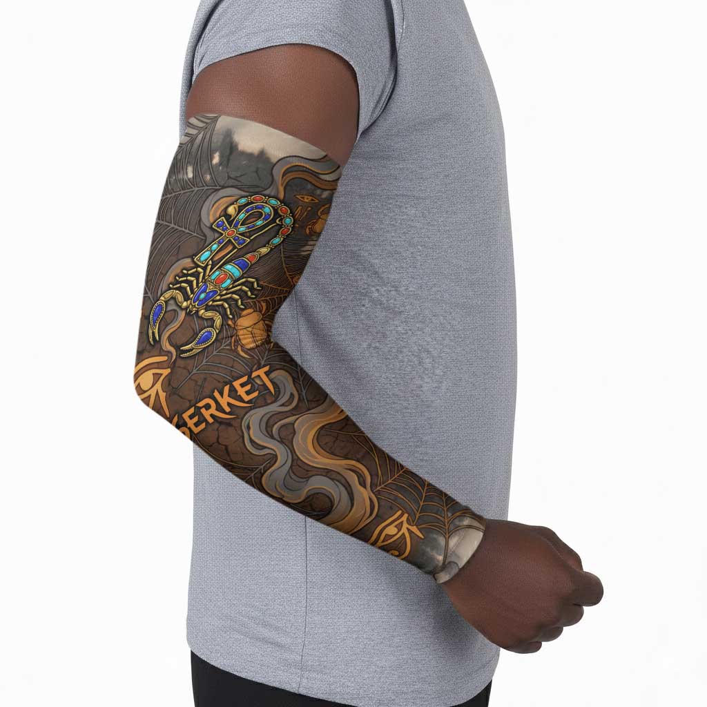 Serket Egyptian Arm Sleeves Jeweled Scorpion and Cobweb Motif in Mystical Egyptian