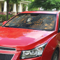 Serket Egyptian Auto Sun Shade Jeweled Scorpion and Cobweb Motif in Mystical Egyptian
