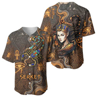 Serket Egyptian Baseball Jersey Jeweled Scorpion and Cobweb Motif in Mystical Egyptian