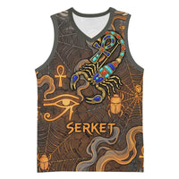 Serket Egyptian Basketball Jersey Jeweled Scorpion and Cobweb Motif in Mystical Egyptian