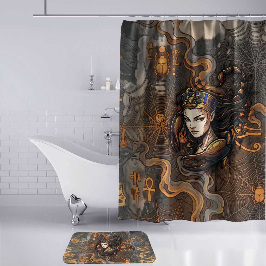 Serket Egyptian Bathroom Set Jeweled Scorpion and Cobweb Motif in Mystical Egyptian