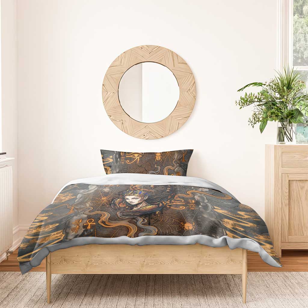 Serket Egyptian Bedding Set Jeweled Scorpion and Cobweb Motif in Mystical Egyptian