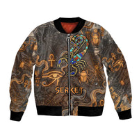 Serket Egyptian Bomber Jacket Jeweled Scorpion and Cobweb Motif in Mystical Egyptian