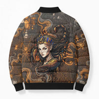 Serket Egyptian Bomber Puffer Jacket Jeweled Scorpion and Cobweb Motif in Mystical Egyptian