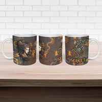 Serket Egyptian Ceramic Mug Jeweled Scorpion and Cobweb Motif in Mystical Egyptian