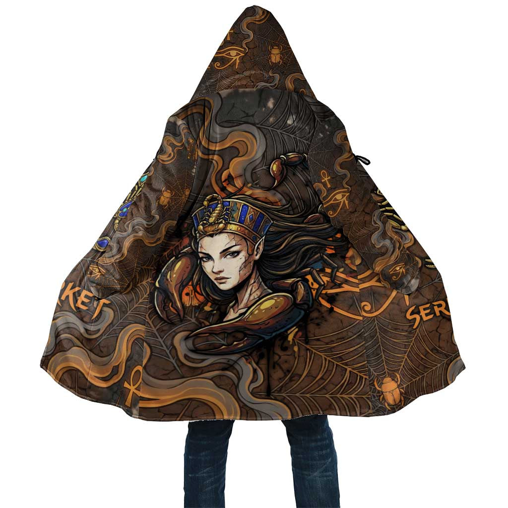 Serket Egyptian Cloak Jeweled Scorpion and Cobweb Motif in Mystical Egyptian