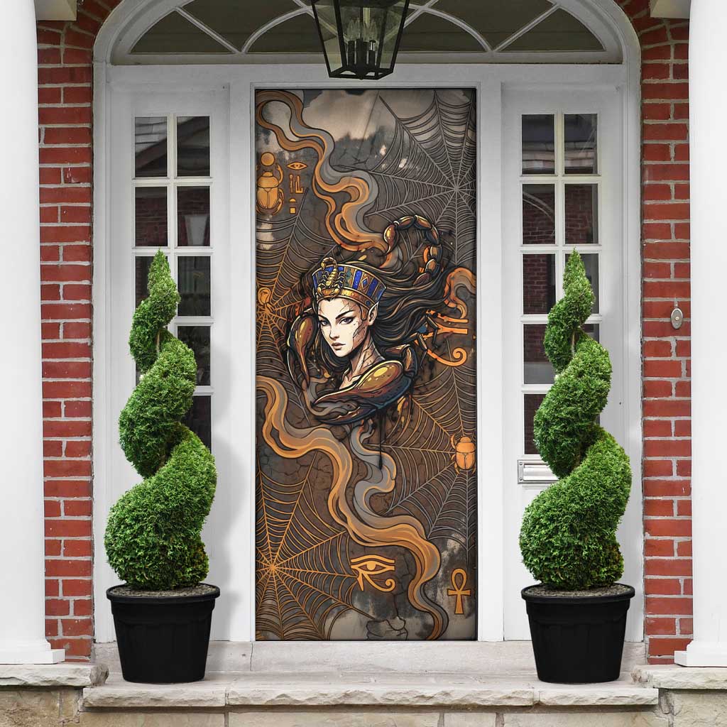 Serket Egyptian Door Cover Jeweled Scorpion and Cobweb Motif in Mystical Egyptian