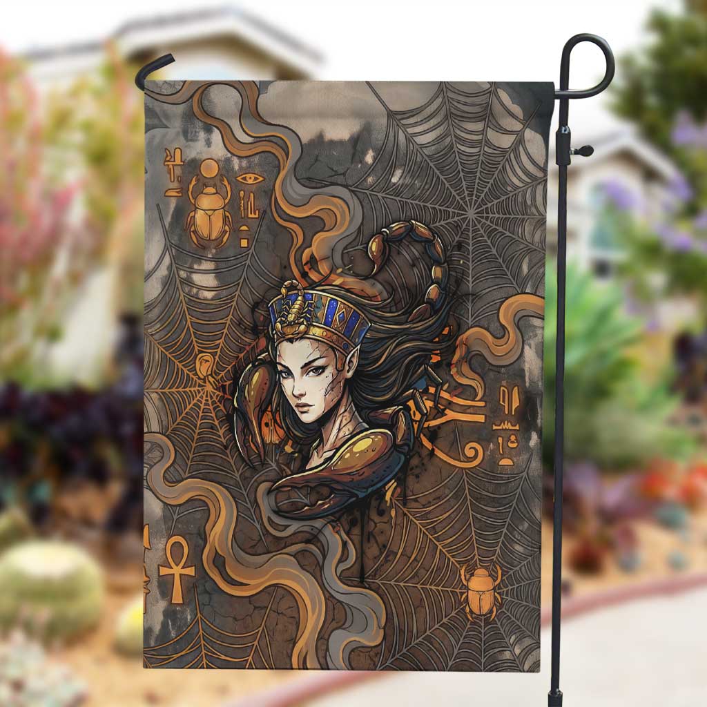 Serket Egyptian Garden Flag Jeweled Scorpion and Cobweb Motif in Mystical Egyptian