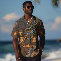 Serket Egyptian Hawaiian Shirt Jeweled Scorpion and Cobweb Motif in Mystical Egyptian