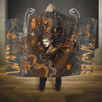 Serket Egyptian Hooded Blanket Jeweled Scorpion and Cobweb Motif in Mystical Egyptian
