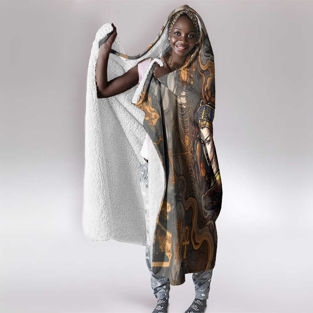 Serket Egyptian Hooded Blanket Jeweled Scorpion and Cobweb Motif in Mystical Egyptian
