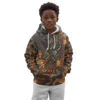 Serket Egyptian Kid Hoodie Jeweled Scorpion and Cobweb Motif in Mystical Egyptian