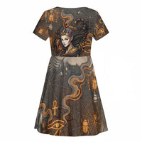 Serket Egyptian Kid Short Sleeve Dress Jeweled Scorpion and Cobweb Motif in Mystical Egyptian