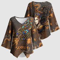 Serket Egyptian Kimono Sleeve Blouse Jeweled Scorpion and Cobweb Motif in Mystical Egyptian