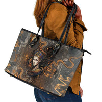 Serket Egyptian Leather Tote Bag Jeweled Scorpion and Cobweb Motif in Mystical Egyptian