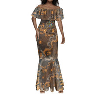 Serket Egyptian Mermaid Dress Jeweled Scorpion and Cobweb Motif in Mystical Egyptian