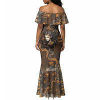 Serket Egyptian Mermaid Dress Jeweled Scorpion and Cobweb Motif in Mystical Egyptian