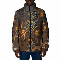 Serket Egyptian Padded Jacket Jeweled Scorpion and Cobweb Motif in Mystical Egyptian