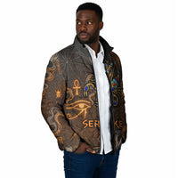 Serket Egyptian Padded Jacket Jeweled Scorpion and Cobweb Motif in Mystical Egyptian